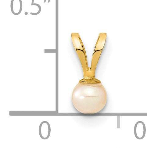 14K Gelbgold 3 4mm Rosa Rund Süßwasser Zuchtperle Anhänger