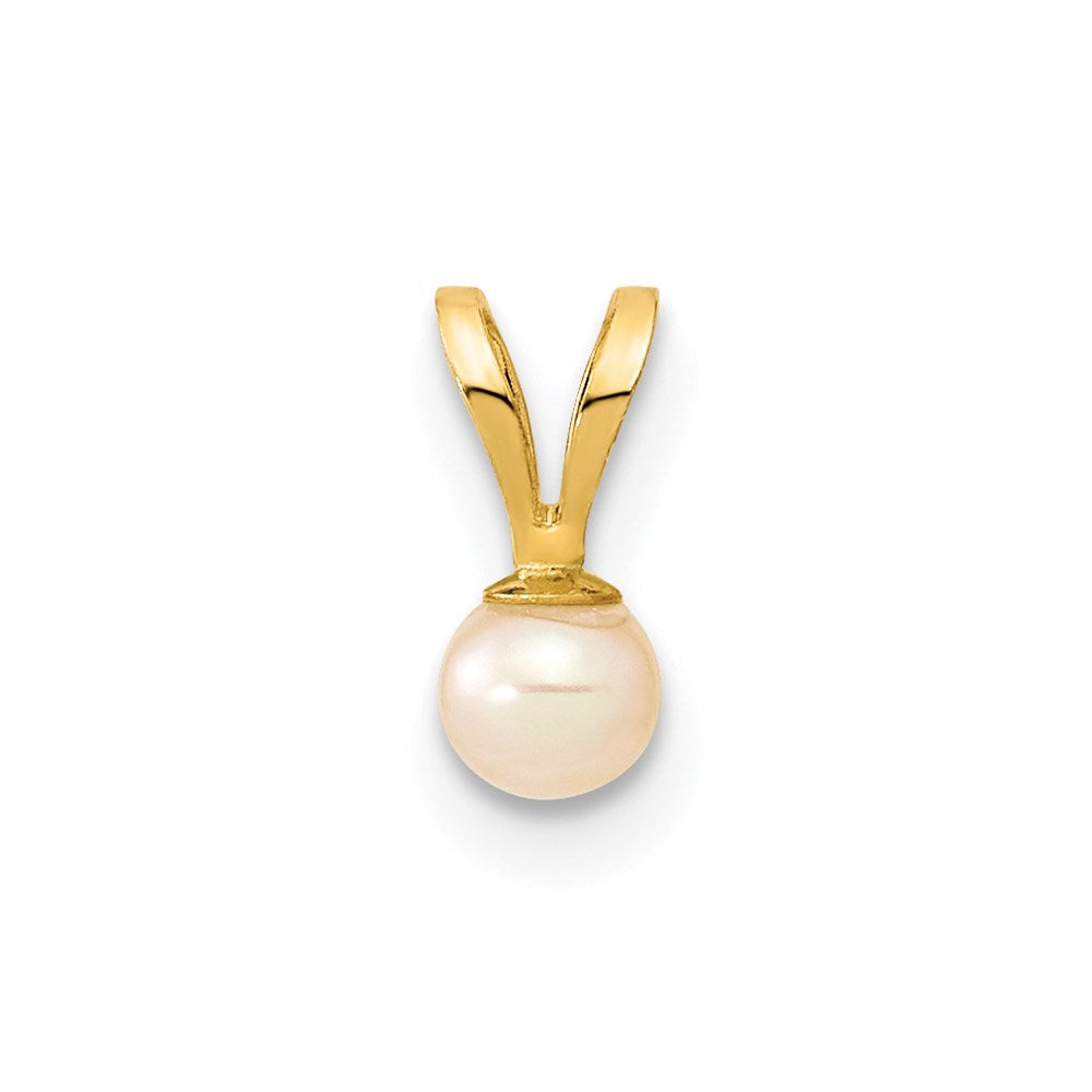 14K Gelbgold 3 4mm Rosa Rund Süßwasser Zuchtperle Anhänger