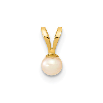 14K Gelbgold 3 4mm Rosa Rund Süßwasser Zuchtperle Anhänger