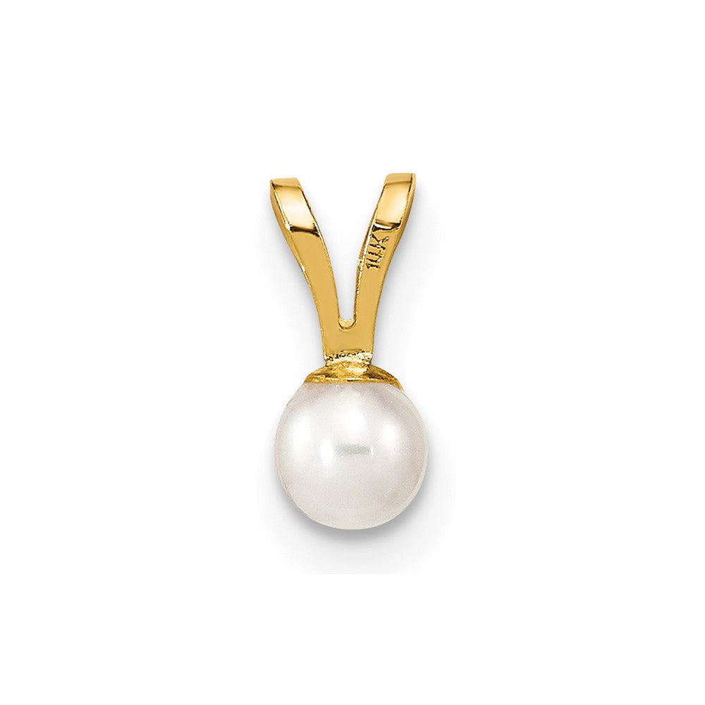 14K Gelbgold 14K Gold 3-4mm Weiß Rund Süßwasser Zuchtperle Anhänger