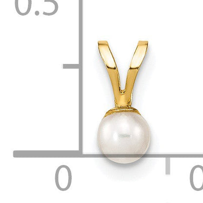 14K Gelbgold 14K Gold 3-4mm Weiß Rund Süßwasser Zuchtperle Anhänger
