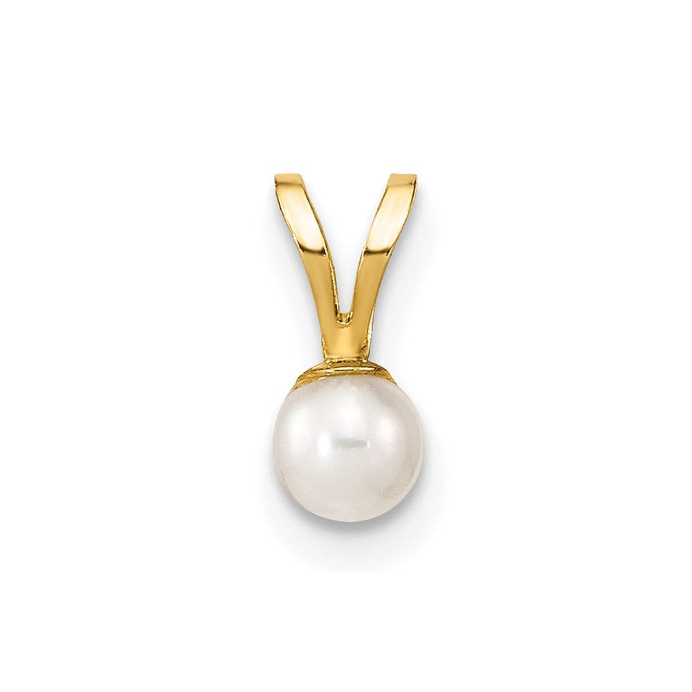 14K Gelbgold 14K Gold 3-4mm Weiß Rund Süßwasser Zuchtperle Anhänger