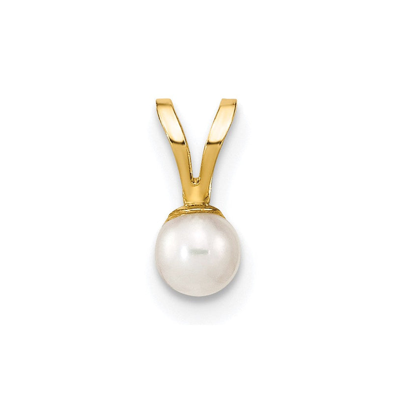 14K Gelbgold 14K Gold 3-4mm Weiß Rund Süßwasser Zuchtperle Anhänger