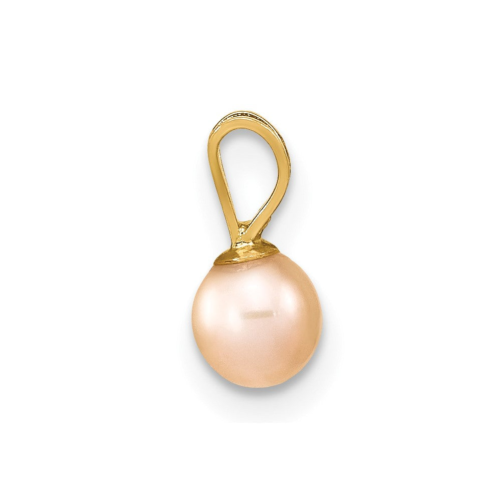 14K Gelbgold 14K Gold 4-5mm Rosa Rund Süßwasser Zuchtperle Anhänger