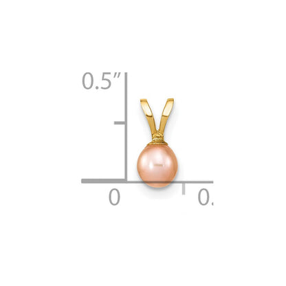 14K Gelbgold 14K Gold 4-5mm Rosa Rund Süßwasser Zuchtperle Anhänger