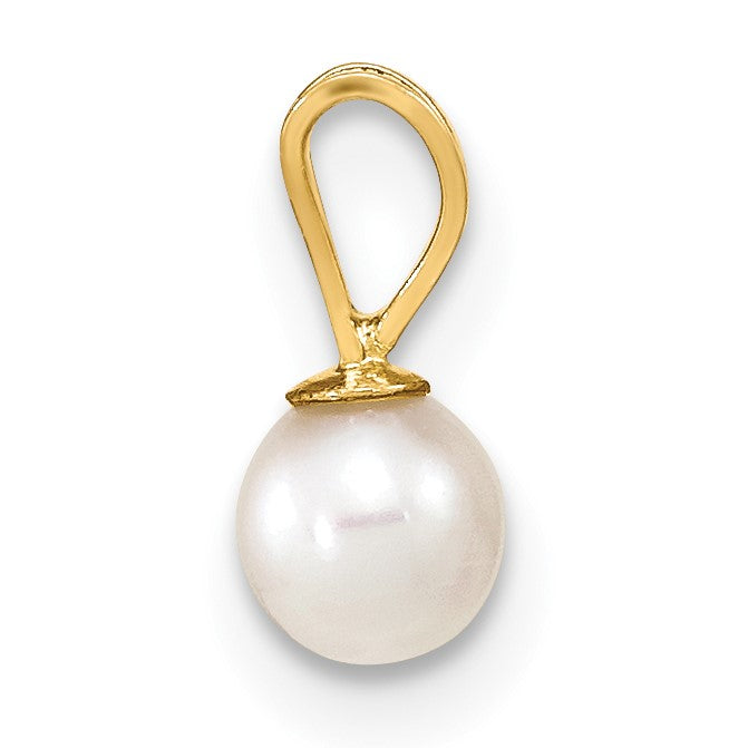 14K Gelbgold 14K Gold 4-5mm Weiß Rund Süßwasser Zuchtperle Anhänger