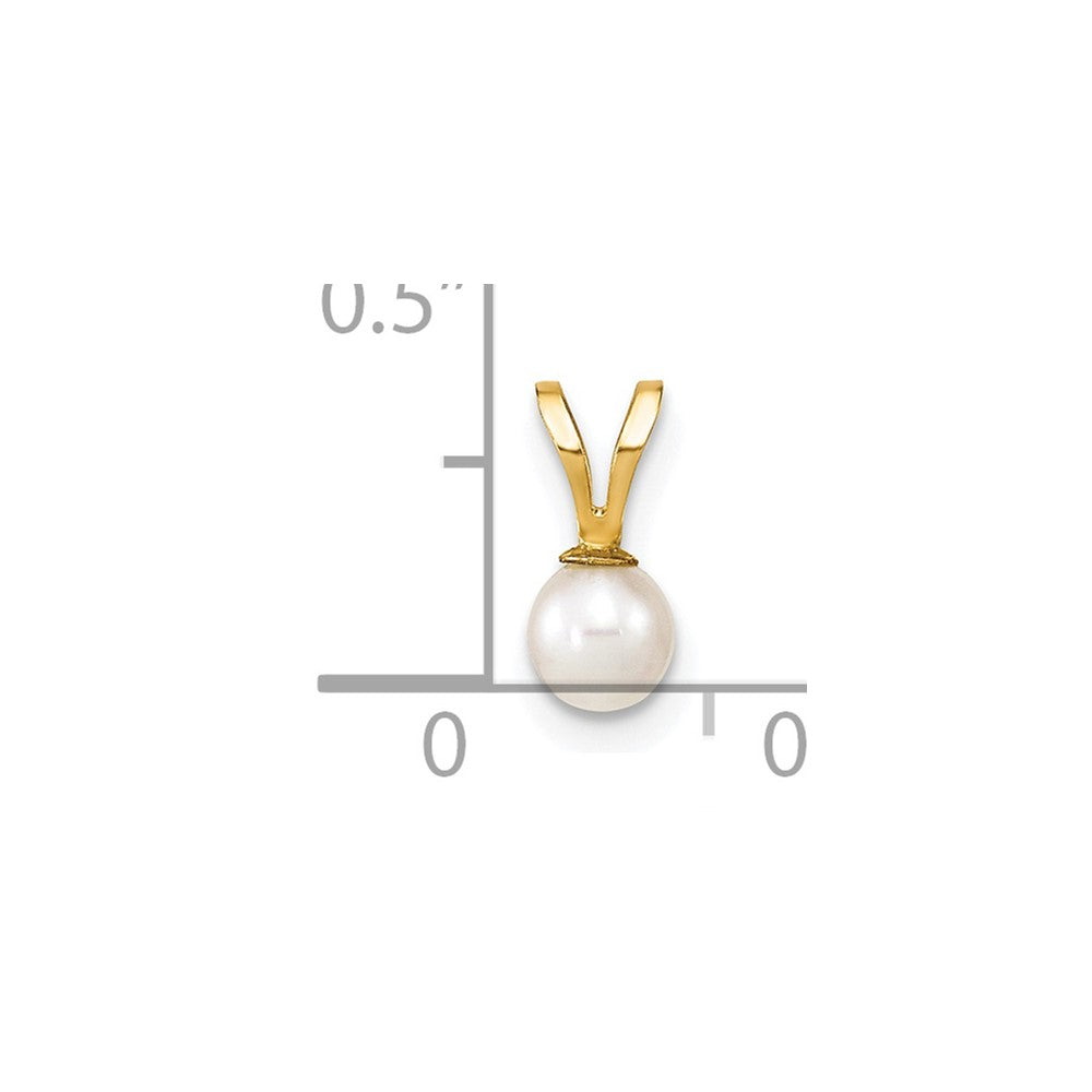 14K Gelbgold 14K Gold 4-5mm Weiß Rund Süßwasser Zuchtperle Anhänger