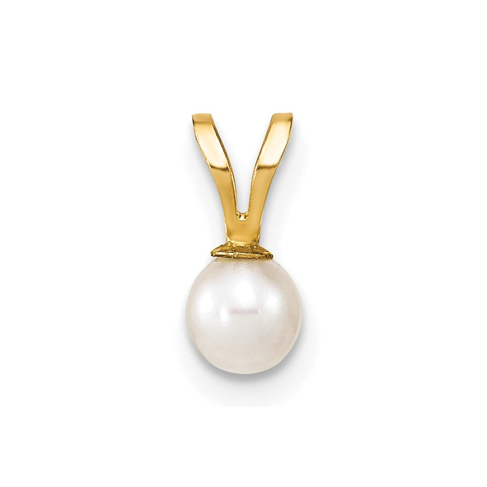 14K Gelbgold 14K Gold 4-5mm Weiß Rund Süßwasser Zuchtperle Anhänger