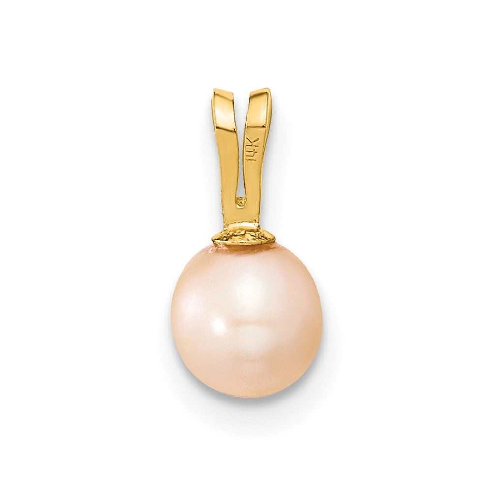 14K Gelbgold 14K Gold 5-6mm Rosa Rund Rosa Süßwasser Zuchtperle Anhänger