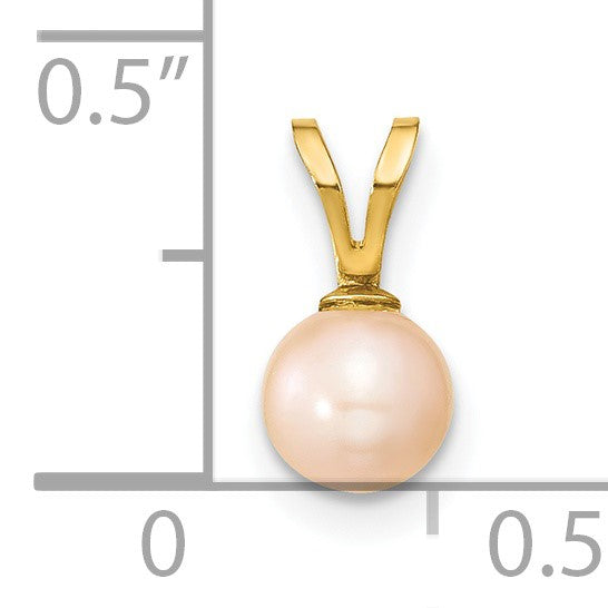 14K Gelbgold 14K Gold 5-6mm Rosa Rund Rosa Süßwasser Zuchtperle Anhänger