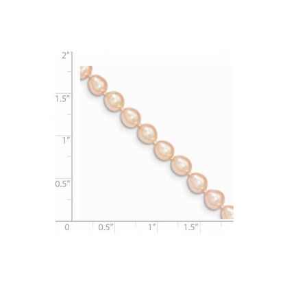 14K Gelbgold 5 6mm Rosa Fw Zucht Rice Perle Armband