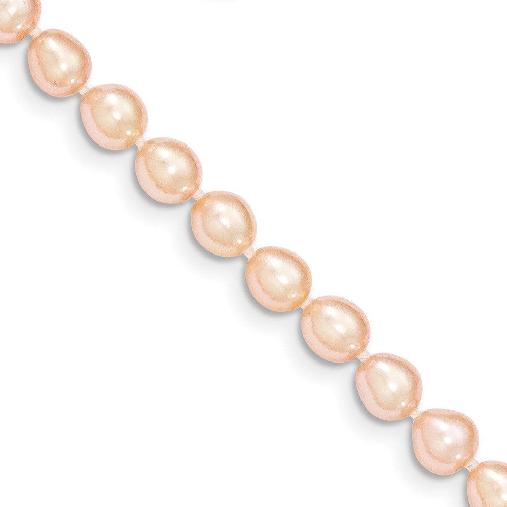 14K Gelbgold 5 6mm Rosa Fw Zucht Rice Perle Armband