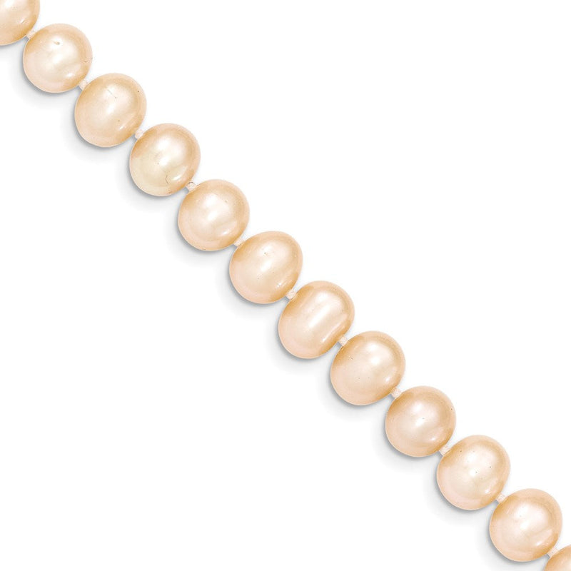 14K Gelbgold 8 9mm Rosa Egg Form Fresh Water Zuchtperle Halskette