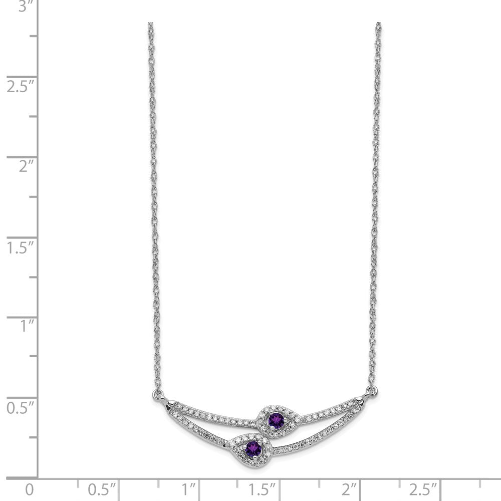 14K Weißgold Diamant & Amethyst Halskette