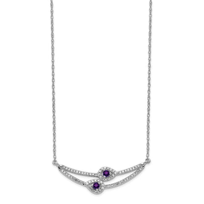 14K Weißgold Diamant & Amethyst Halskette