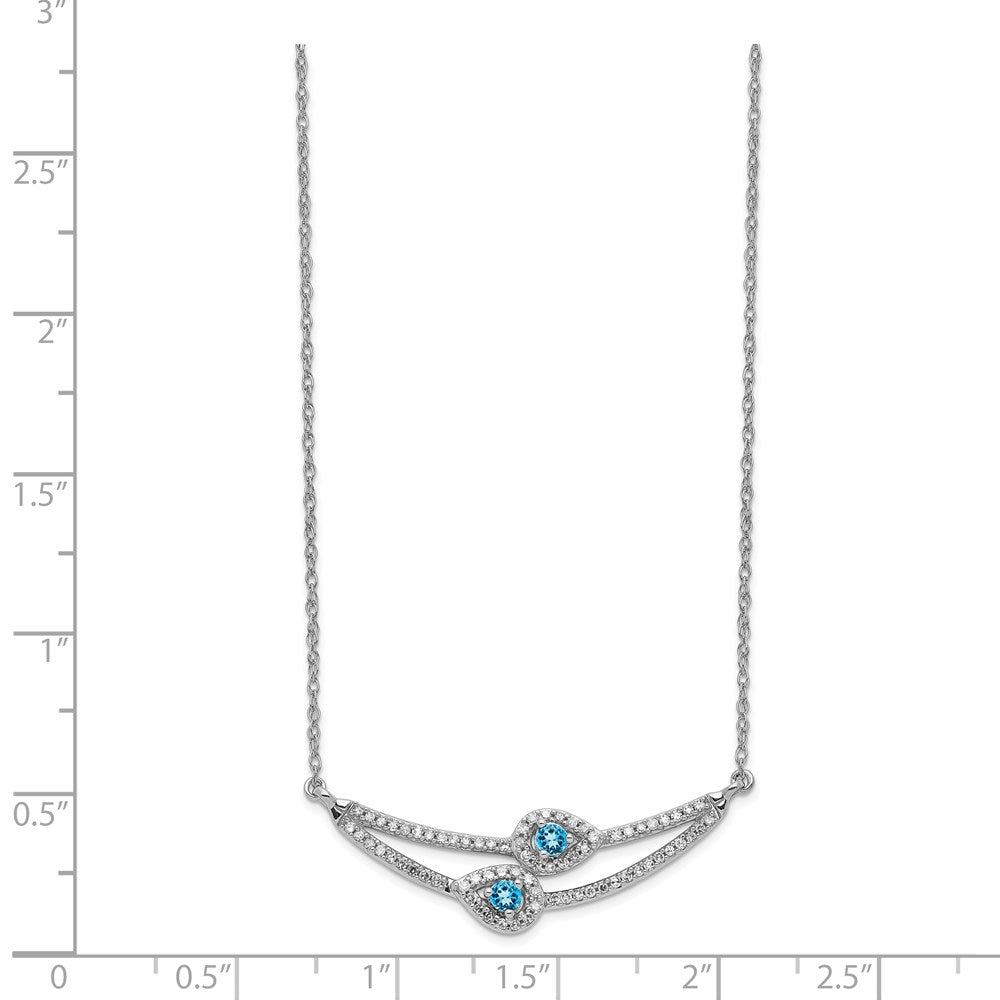 14K Weißgold Diamant & Blautopas Halskette