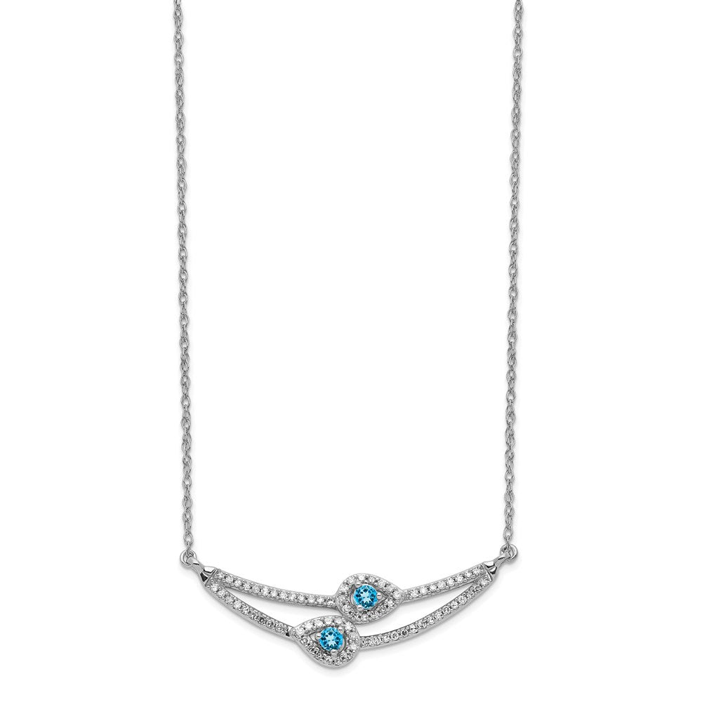 14K Weißgold Diamant & Blautopas Halskette