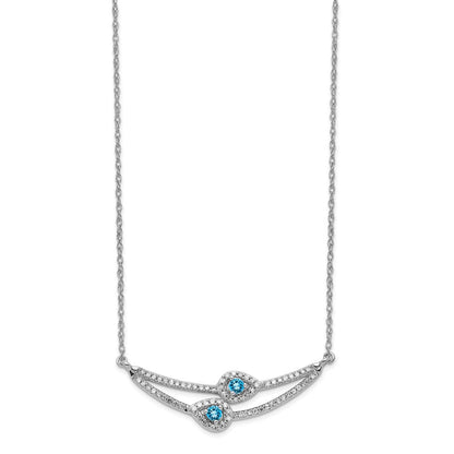 14K Weißgold Diamant & Blautopas Halskette