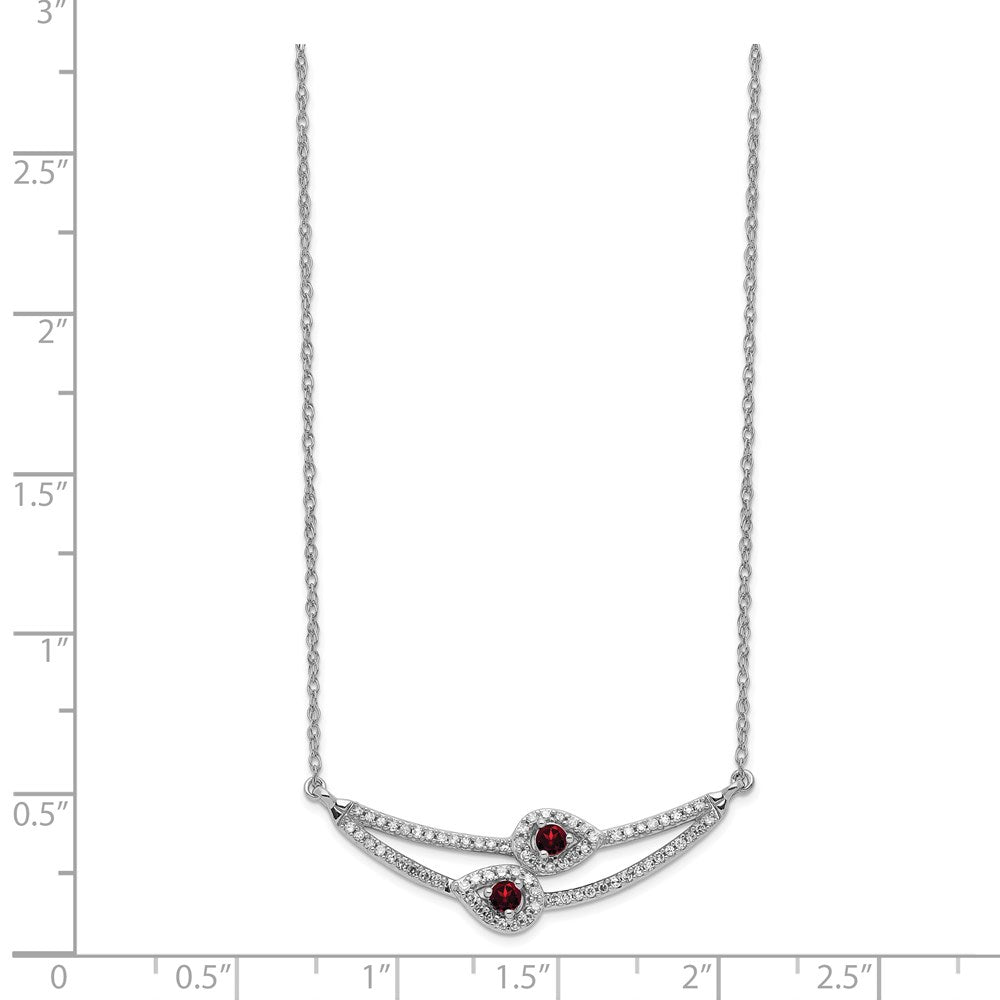 14K Weißgold Diamant & Granat Halskette
