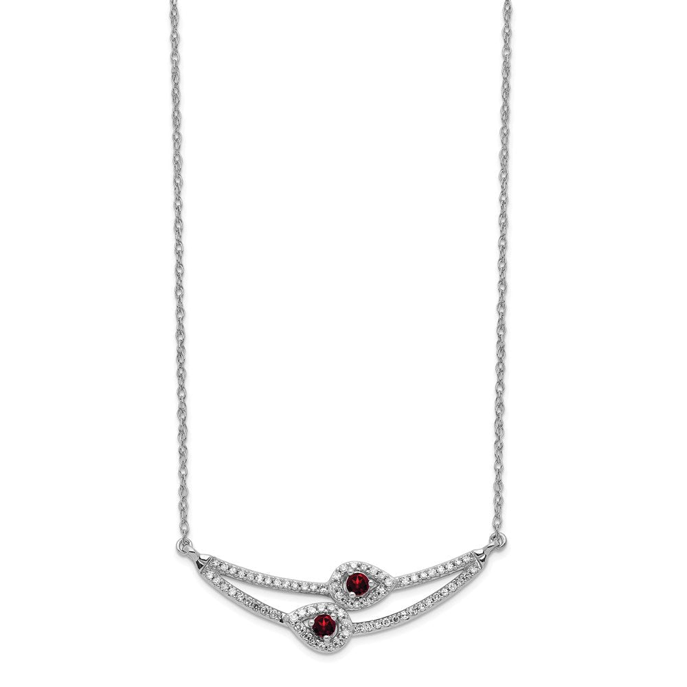 14K Weißgold Diamant & Granat Halskette