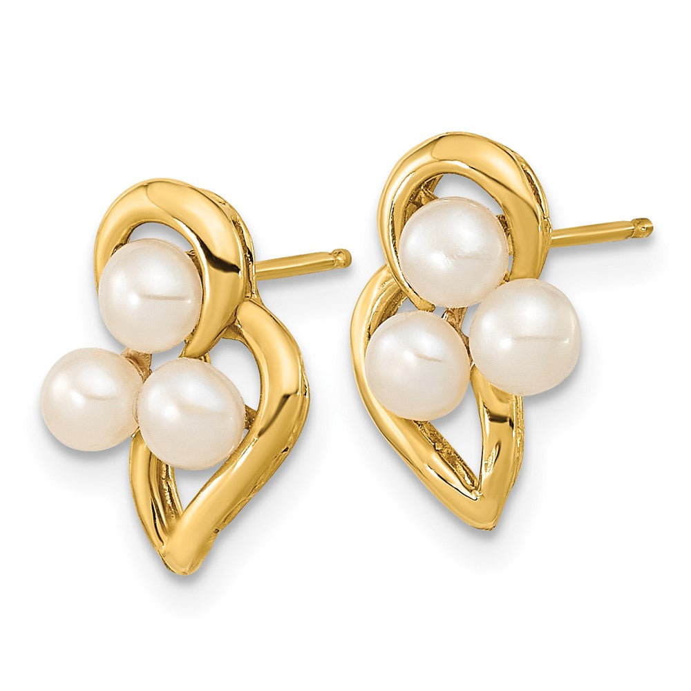 14K Gelbgold 3 4mm Weiß Knopf Süßwasser Zuchtperle Ohrstecker