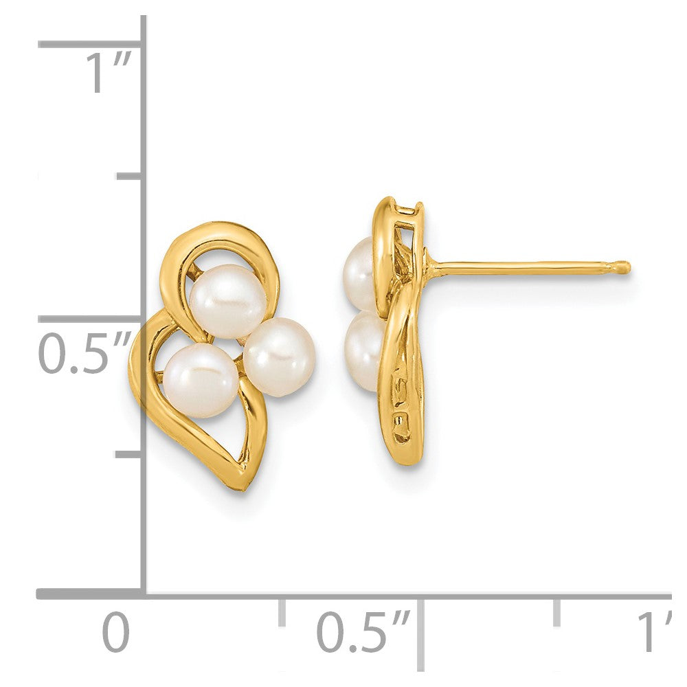 14K Gelbgold 3 4mm Weiß Knopf Süßwasser Zuchtperle Ohrstecker