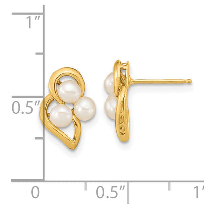 14K Gelbgold 3 4mm Weiß Knopf Süßwasser Zuchtperle Ohrstecker