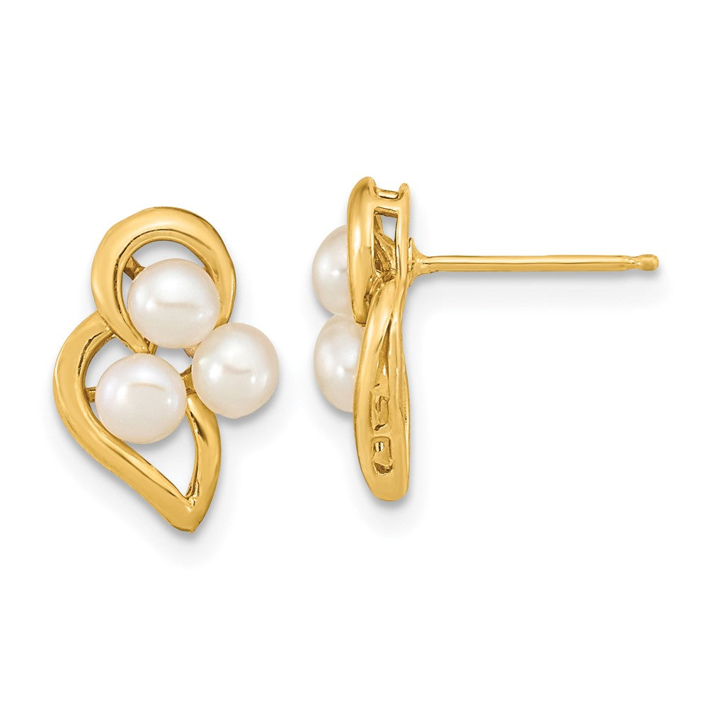14K Gelbgold 3 4mm Weiß Knopf Süßwasser Zuchtperle Ohrstecker