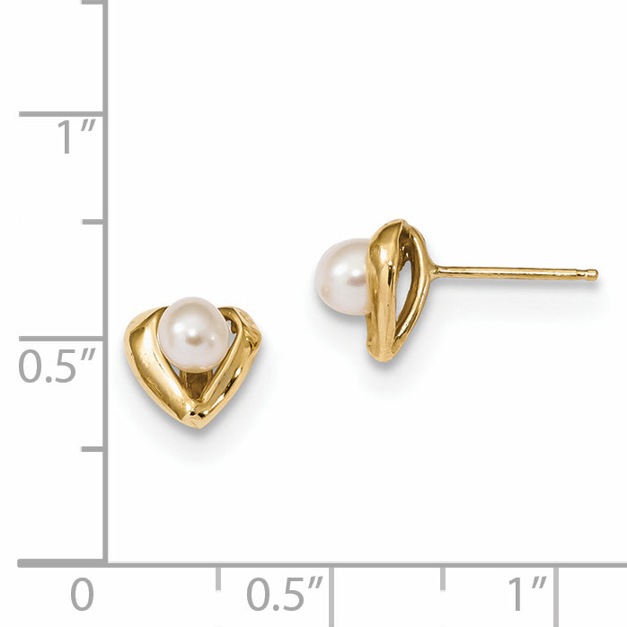 14K Gelbgold 4 5mm Weiß Rice Süßwasser Zuchtperle Ohrstecker