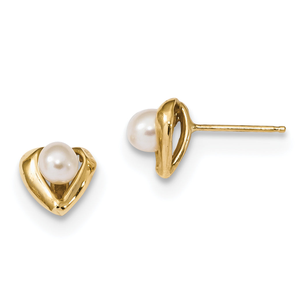 14K Gelbgold 4 5mm Weiß Rice Süßwasser Zuchtperle Ohrstecker