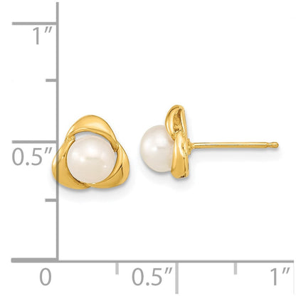 14K Gelbgold 5 6mm Weiß Knopf Süßwasser Zuchtperle Ohrstecker