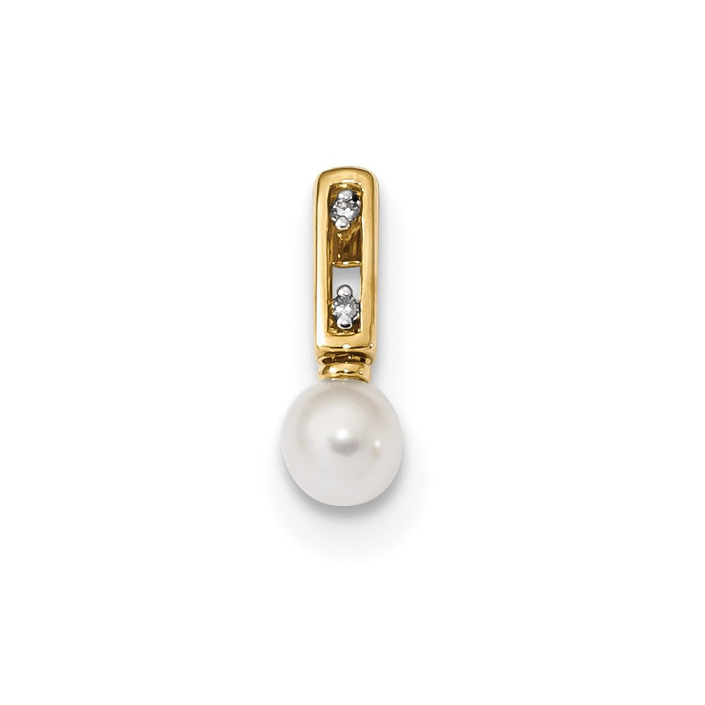 14K Gold Anhänger mit Süßwasserzuchtperle und Diamant