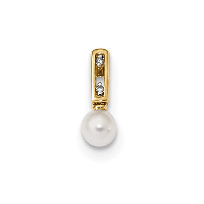 14K Gold Anhänger mit Süßwasserzuchtperle und Diamant