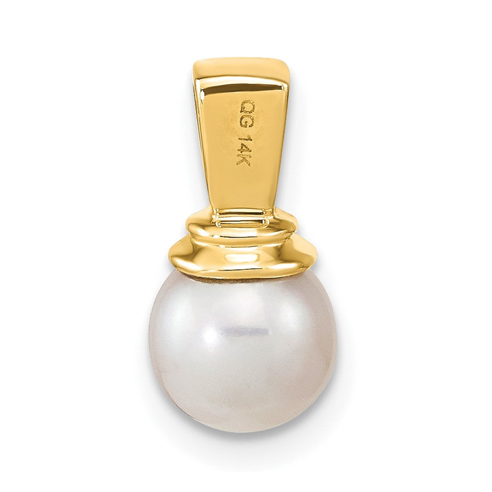 14K Gelbgold Anhänger mit 6-7 mm Süßwasser-Zuchtperle und Diamant, poliert