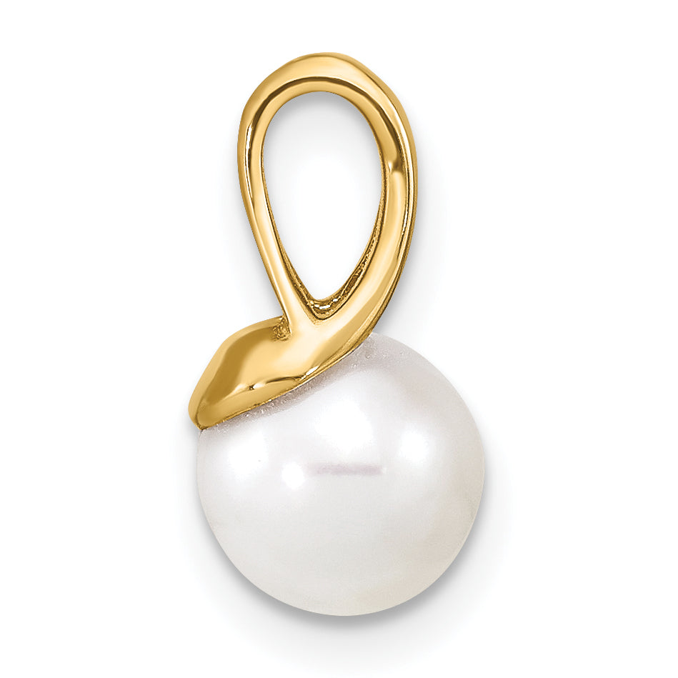 14K Gelbgold 14K 7-8mm Weiß Süßwasser Zuchtperle Poliert Anhänger
