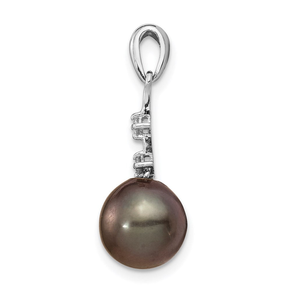Anhänger aus 585 Weißgold mit 8–9 mm tropfenförmiger Tahiti-Zuchtperle aus Salzwasser und 0,04 ct. Diamant