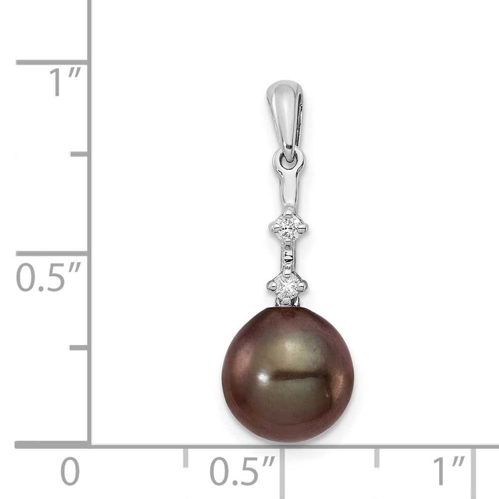 Anhänger aus 585 Weißgold mit 8–9 mm tropfenförmiger Tahiti-Zuchtperle aus Salzwasser und 0,04 ct. Diamant
