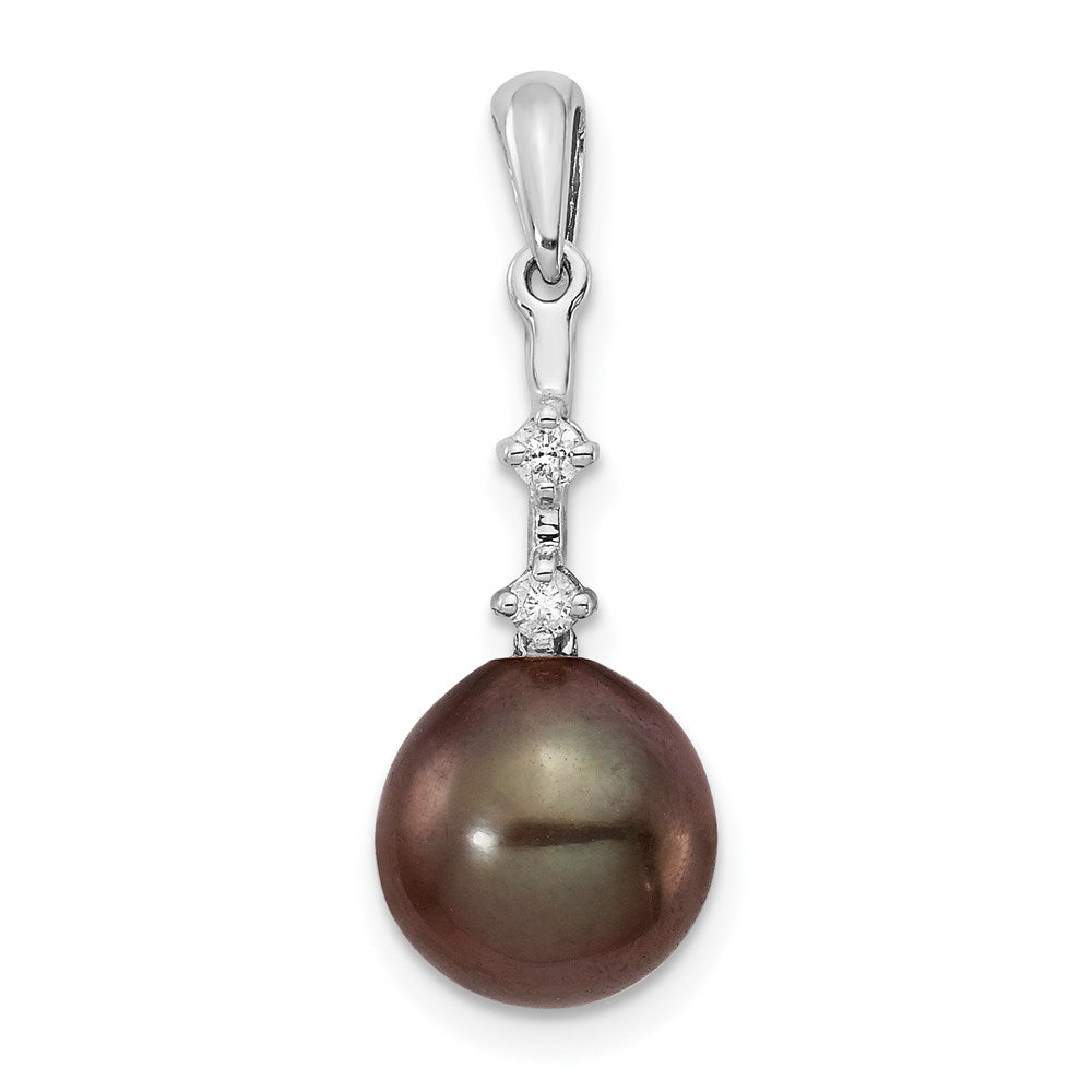 Anhänger aus 585 Weißgold mit 8–9 mm tropfenförmiger Tahiti-Zuchtperle aus Salzwasser und 0,04 ct. Diamant