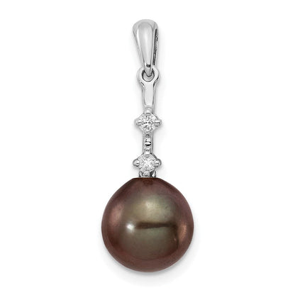Anhänger aus 585 Weißgold mit 8–9 mm tropfenförmiger Tahiti-Zuchtperle aus Salzwasser und 0,04 ct. Diamant
