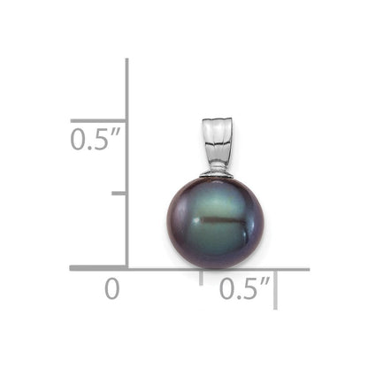 14K Weißgold 14K Weißgold 8-9mm Schwarz Rund Süßwasser Zuchtperle Anhänger