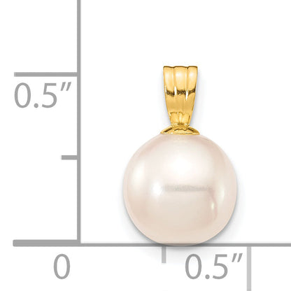 14K Gelbgold 14K 8-9mm Weiß Rund Süßwasser Zuchtperle Anhänger