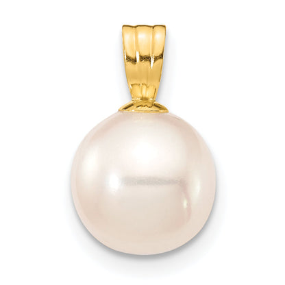 14K Gelbgold 14K 8-9mm Weiß Rund Süßwasser Zuchtperle Anhänger