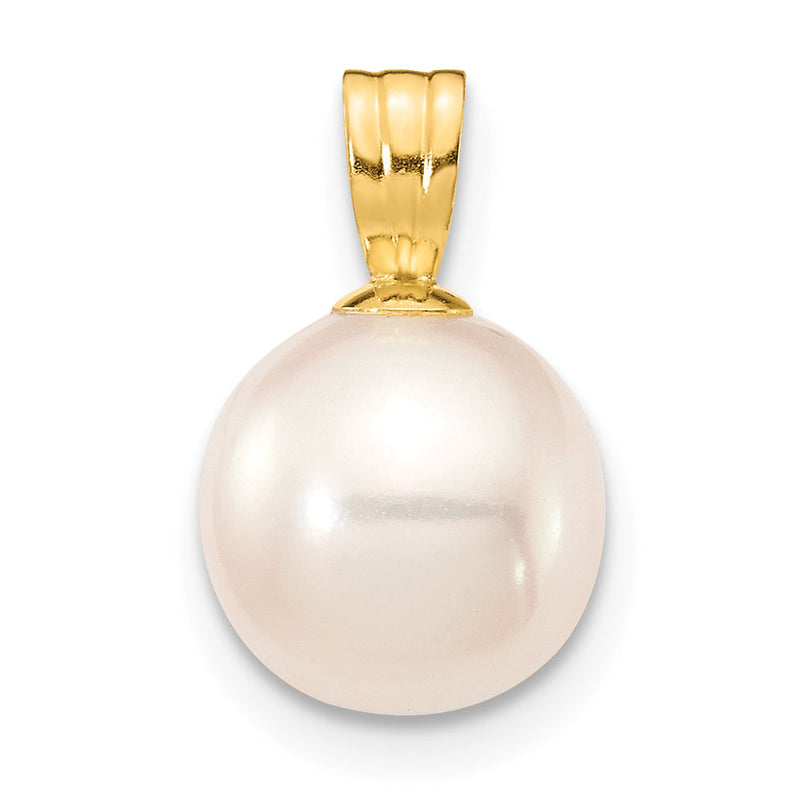 14K Gelbgold 14K 8-9mm Weiß Rund Süßwasser Zuchtperle Anhänger