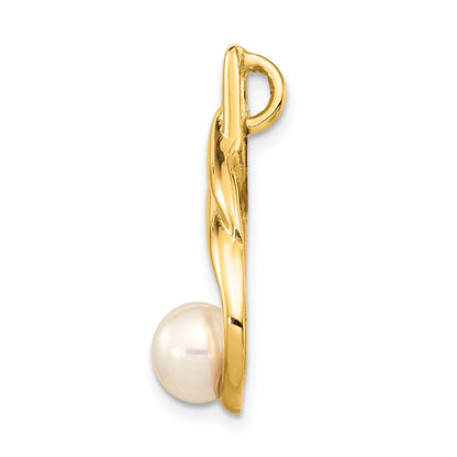 14K Gelbgold 14K 6-7mm Weiß Knopf Süßwasser Zuchtperle Anhänger Kette Anhänger