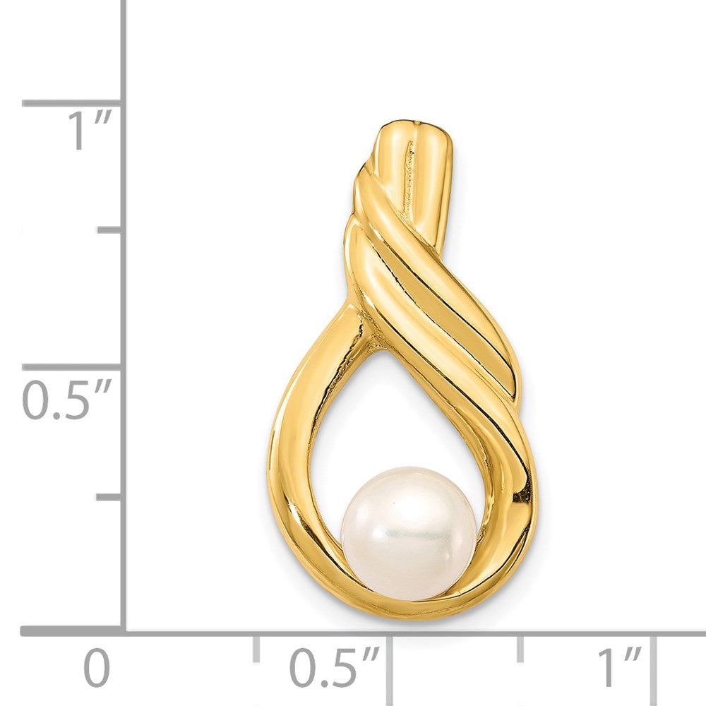 14K Gelbgold 14K 6-7mm Weiß Knopf Süßwasser Zuchtperle Anhänger Kette Anhänger