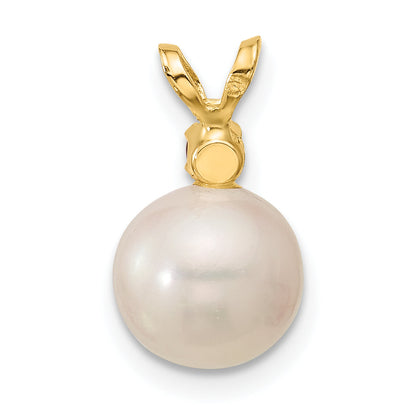 14K Gelbgold 14K 8-8.5mm Weiß Rund Süßwasser Zuchtperle Und.09ci Citrin Anhänger