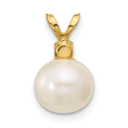 14K Gelbgold 14K 8-8.5mm Weiß Rund Süßwasser Zuchtperle Und.09ga Granat Anhänger