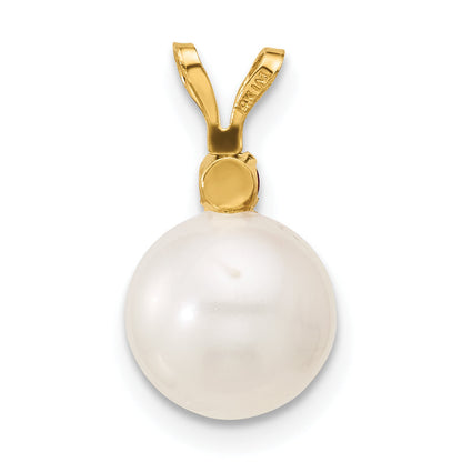 14K Gelbgold 14K 8-8.5mm Weiß Rund Süßwasser Zuchtperle Und.09ru Rubin Anhänger