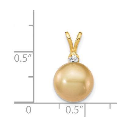 14K Goldkette mit 9-10-mm-Südsee-Zuchtperle und 0,05 ct. Diamant