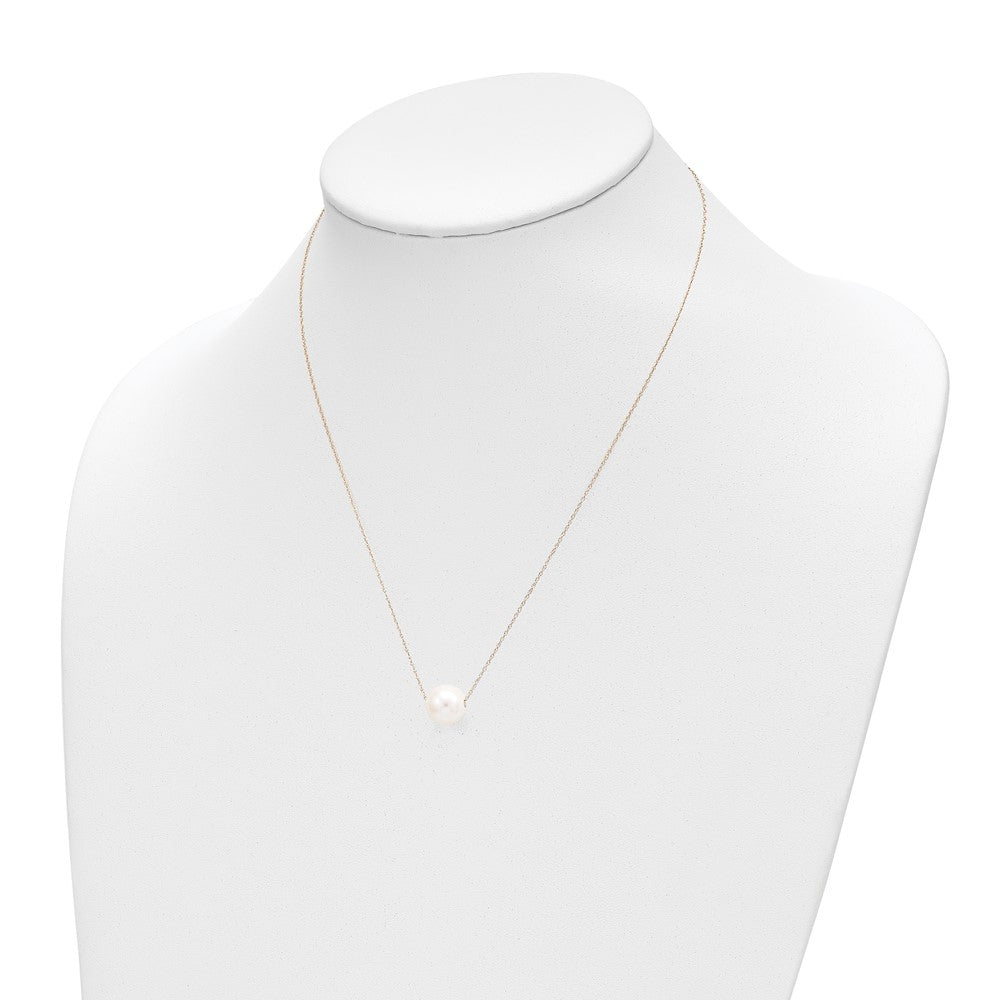 14K Gelbgold 10 11mm Weiß Halb Rund Süßwasser Zuchtperle Kordel 17 Zoll Halskette